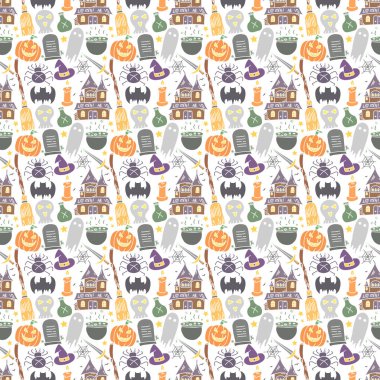 Seamless Halloween pattern. Doodle Halloween background