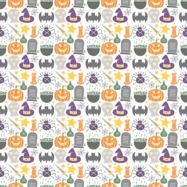 Seamless Halloween pattern. Doodle Halloween background