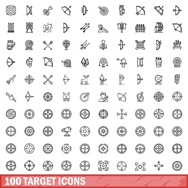100 Target Icons Set Outline Illustration 100 Target Icons Vector — Stock Vector
