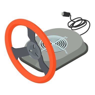 Spor ekipmanı ikonu izometrik vektörü. Direksiyon ve elektrikli kask kurutma makinesi. Spor ve aktif eğlence konsepti