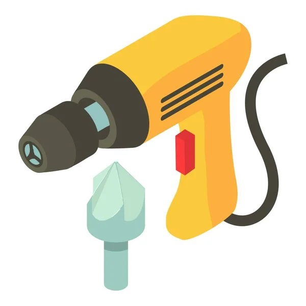 Electric Drill Icon Isometric Vector Yellow Electric Drill Countersink Icon — Stock Vector