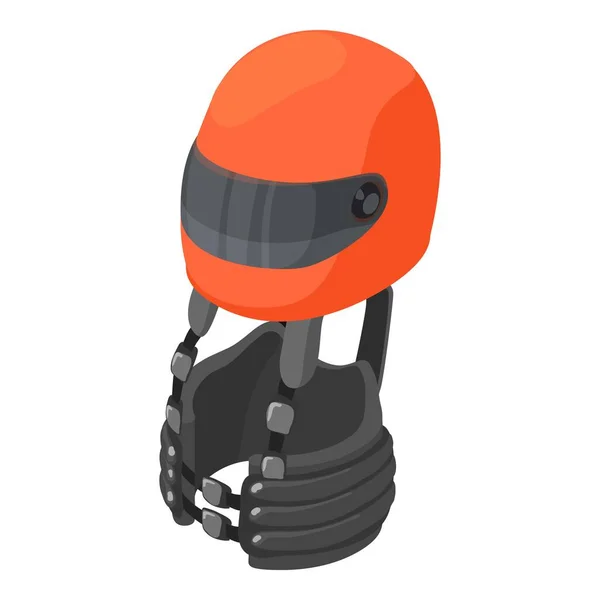 Sportbekleidung Symbol Isometrischen Vektor Roter Kart Helm Und Kart Rippenweste — Stockvektor
