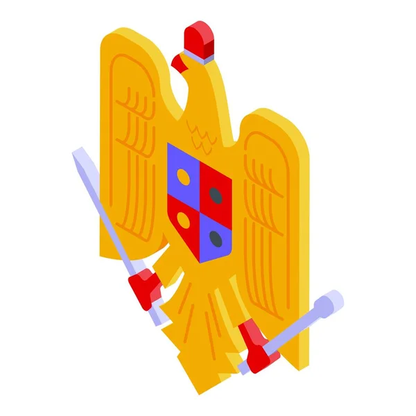 ルーマニアの紋章アイコン等角ベクトル ルーマニアの地図 旅行国 — ストックベクタ