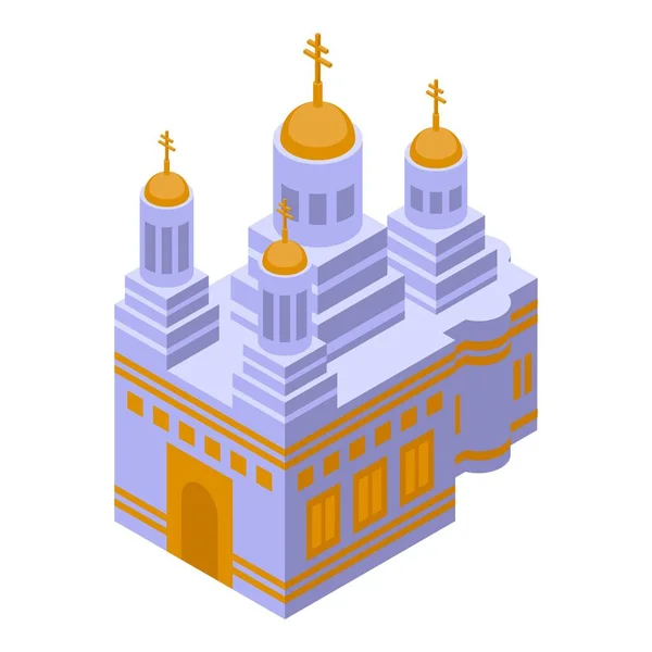 Roumanie Icône Église Vecteur Isométrique Drapeau Roumain Château Pays — Image vectorielle