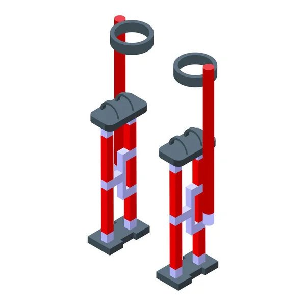 Red Stilt Icon Isometric Vector Clown Circus Leg Man — Stock Vector