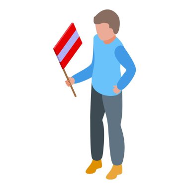 Çocuk austria bayrak ikonu izometrik vektörü. Dünya çocuğu. Çocuk partisi