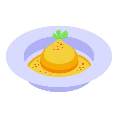 Sos yemek ikonu izometrik vektörü. Avusturya mutfağı. Pasta menüsü