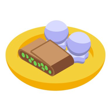 Tatlı gıda ikonu izometrik vektörü. Avusturya mutfağı. Menü içeceği