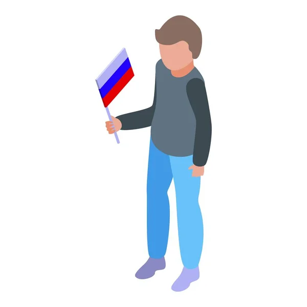 孩子们俄罗斯国旗图标等距矢量 世界儿童 浪涌的国家 — 图库矢量图片
