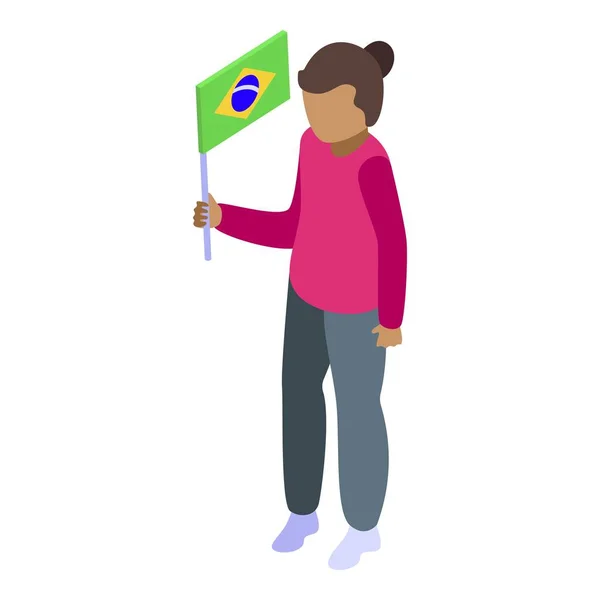 Парень Символом Бразильского Флага Изометрический Вектор Мировой Ребенок Азиатская Вечеринка — стоковый вектор