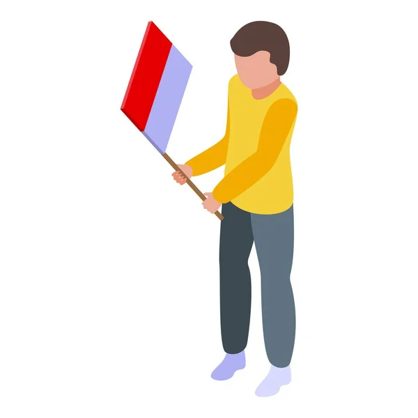 Mały Wektor Izometryczny Flagi Indonezji Światowa Impreza Azja Dziecięca — Wektor stockowy