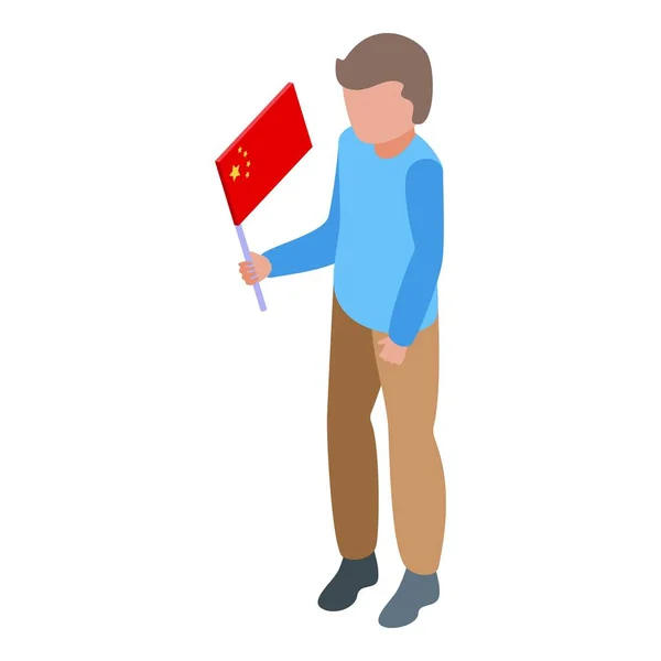 Μικρή Κινεζική Σημαία Εικονίδιο Ισομετρική Διάνυσμα Παιδί Του Κόσμου Χώρες — Διανυσματικό Αρχείο