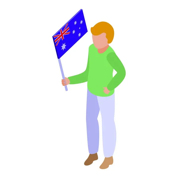 Kid Australia Flag Icon Isometric Vector World Holding Child Party — Stock Vector