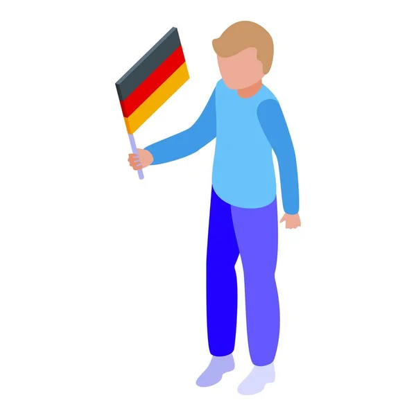 Kid Germany Vlag Pictogram Isometrische Vector Wereldreligie Europese Vlag — Stockvector