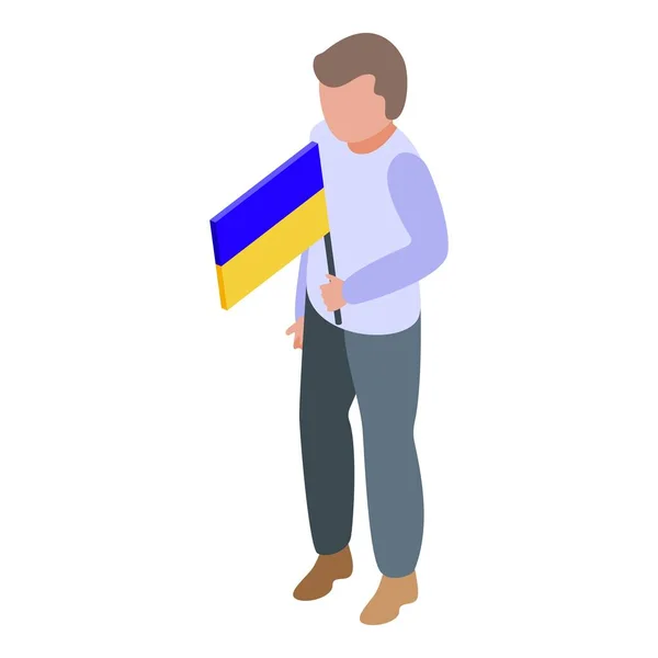 孩子乌克兰国旗图标等距矢量 儿童世界 欧洲宗教 — 图库矢量图片