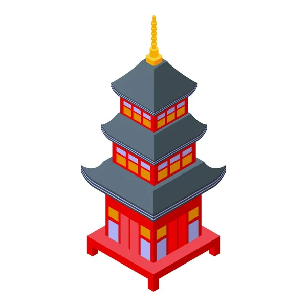 Ikona Paláce Pagoda Izometrický Vektor Asijská Budova Chrám Města — Stockový vektor