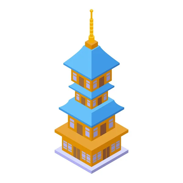 Cidade Ícone Pagode Vetor Isométrico Edifício Chinês Templo Asiático — Vetor de Stock