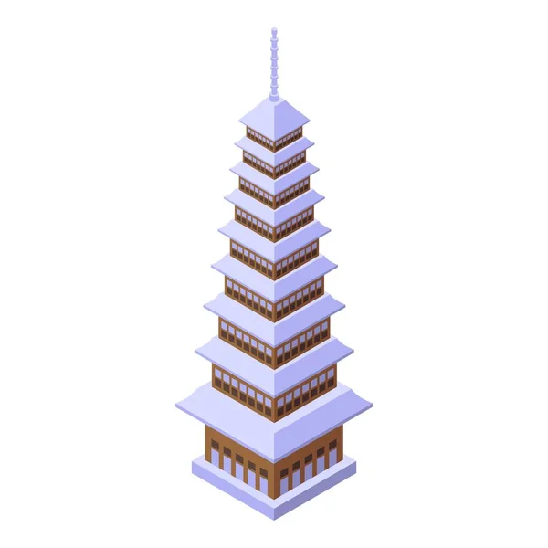 Pagode Temple Icône Vecteur Isométrique Bâtiment Chinois Maison Ville — Image vectorielle