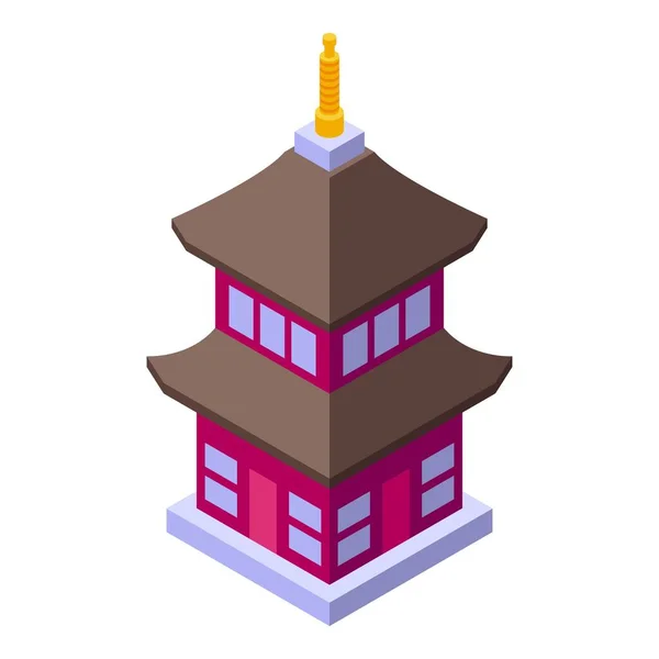 Antik Pagoda Ikon Izometrik Vektörü Asya Binası Şehir Tapınağı — Stok Vektör