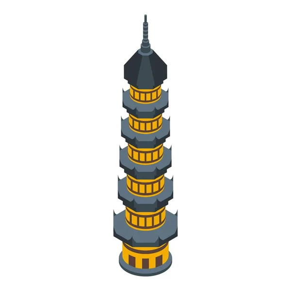 Torre Ícone Pagode Vetor Isométrico Edifício Chinês Cidade Templo — Vetor de Stock