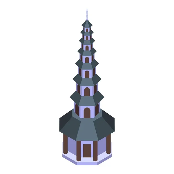 Icono Pagoda Viaje Vector Isométrico Edificio Chino Casa Ciudad — Vector de stock