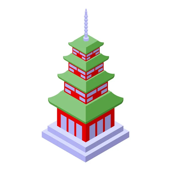 Icono Pagoda Madera Vector Isométrico Edificio Asiático Templo Ciudad — Archivo Imágenes Vectoriales