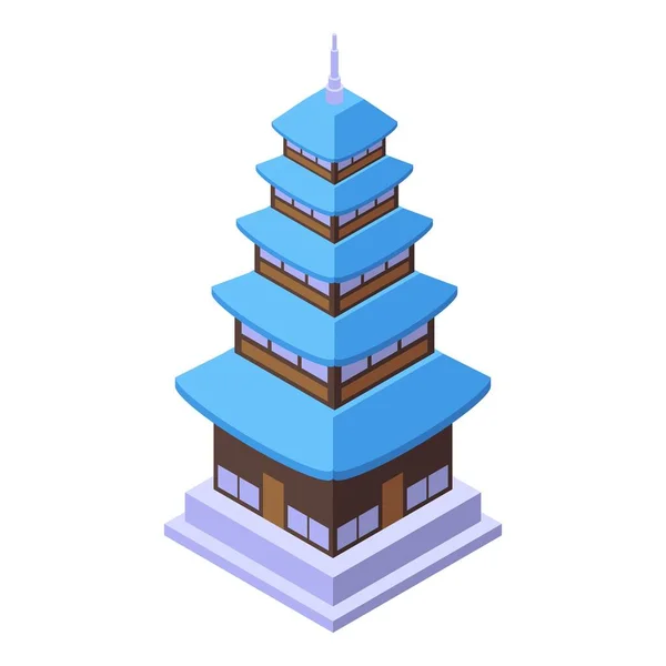 Ікона Побудови Пагоди Ізометричний Вектор Китайська Будівля Храм — стоковий вектор