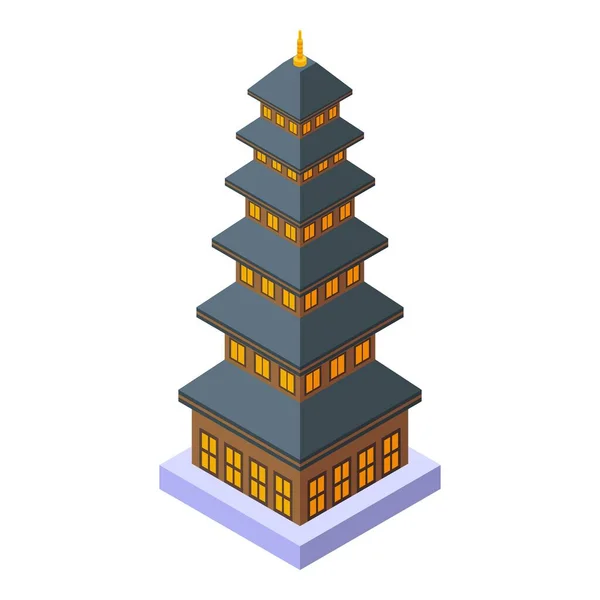 Čínský Izometrický Vektor Pagody Asijská Budova Chrám Města — Stockový vektor