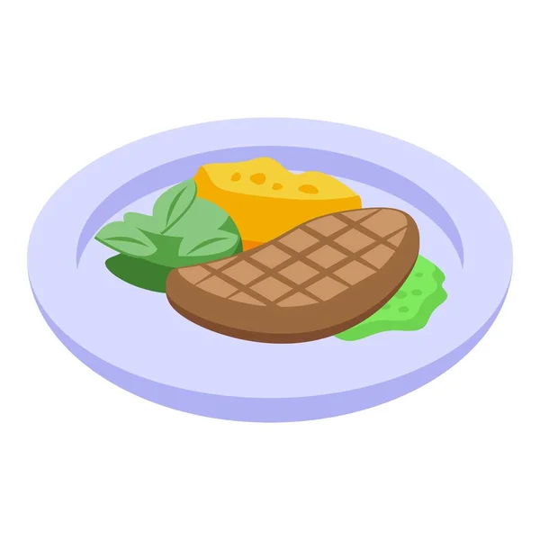 Fleisch Bbq Symbol Isometrischen Vektor Australisches Essen Reiseküche — Stockvektor