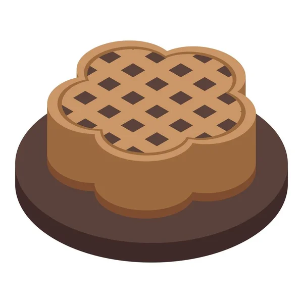Icône Gâteau Chocolat Vecteur Isométrique Nourriture Autrichienne Menu Fruits — Image vectorielle