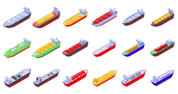 Die Icons Für Gastransportschiffe Stellen Isometrische Vektoren Ein Gasenergie Rohr — Stockvektor