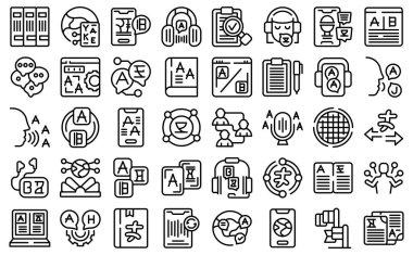 Tercüman simgeleri ana hat vektörünü ayarlayın. Megafonla konuş. Konuşmacı