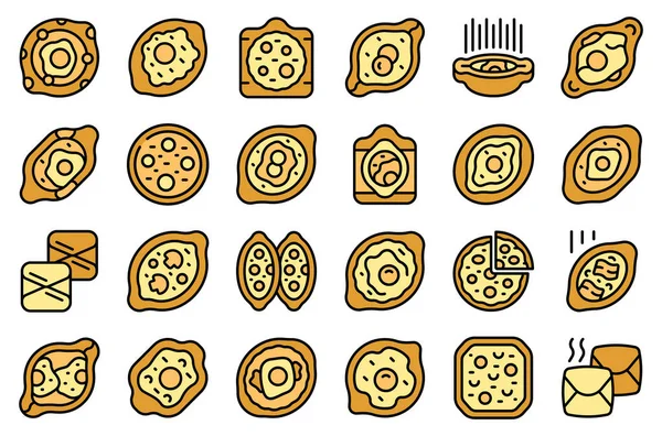 Chatschapuri Symbole Geben Umrissvektoren Vor Kuchenbäckerei Speisekarte Dünne Linie Farbe — Stockvektor