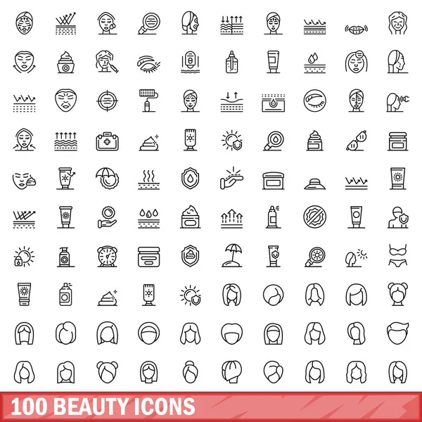 100 Іконок Краси Начерки Ілюстрації 100 Іконок Краси Векторний Набір — стоковий вектор