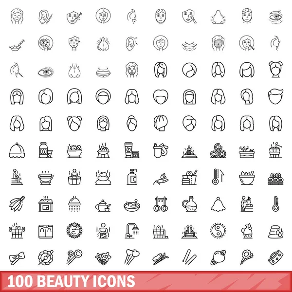 100 Іконок Краси Начерки Ілюстрації 100 Іконок Краси Векторний Набір — стоковий вектор