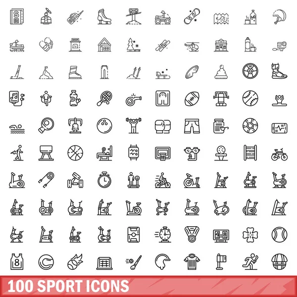 100 Sportikoner Inställda Disposition Illustration 100 Sport Ikoner Vektor Set — Stock vektor