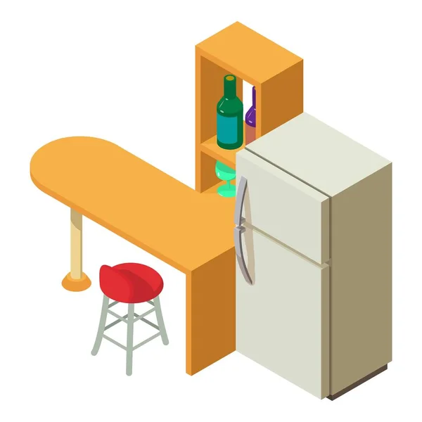 Kücheninterieur Symbol Isometrischen Vektor Küchenmöbel Und Kühlschrank Symbol Haushaltstechnik Moderne — Stockvektor