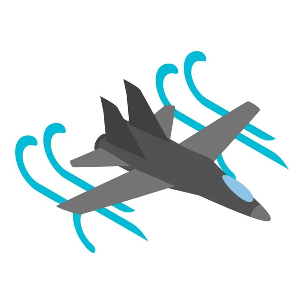 Ícone Caça Militar Vetor Isométrico Avião Guerra Moderno Voando Ícone — Vetor de Stock