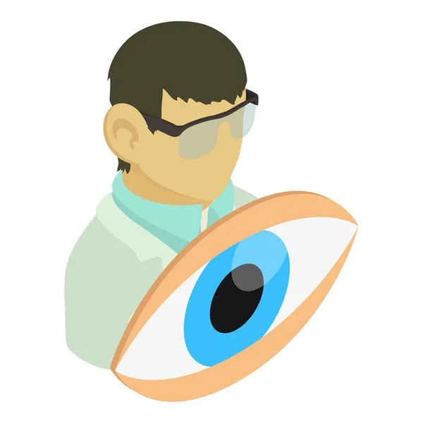 Γιατρός Οφθαλμίατρος Εικονίδιο Ισομετρικό Φορέα Γιατρός Και Ανοιχτό Ανθρώπινο Μάτι — Διανυσματικό Αρχείο