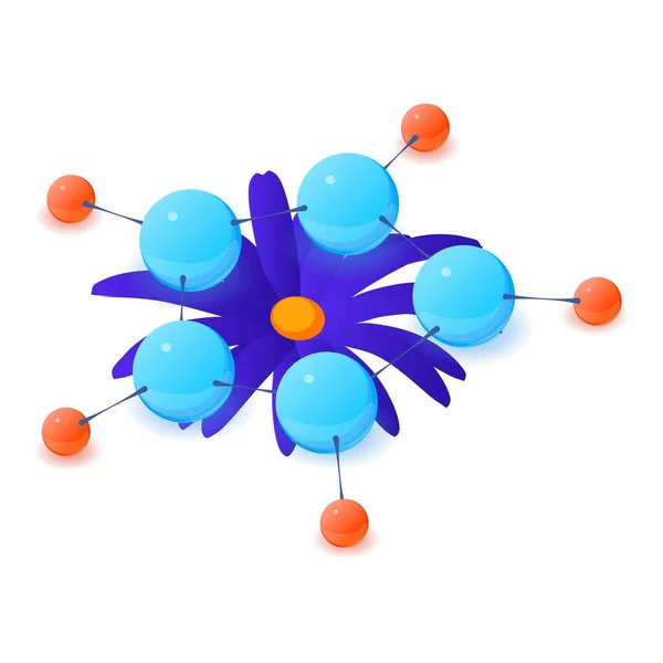 Icona Fiore Blu Vettore Isometrico Fiore Fiorito Icona Molecola Multicolore — Vettoriale Stock