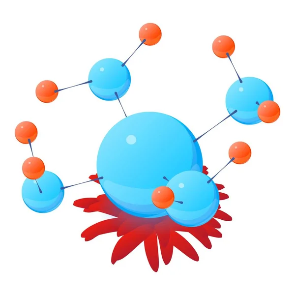 Изометрический Вектор Значка Красная Звезда Цветущий Алый Цветок Разноцветная Молекула — стоковый вектор