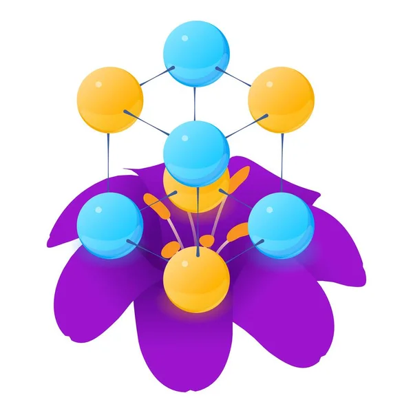 Icono Lirio Púrpura Vector Isométrico Flor Violeta Florecida Molécula Multicolor — Vector de stock