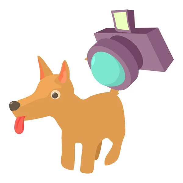 Photographing Dog Icon Isometric Vector Tongue Out Dog Photo Camera — Stock Vector