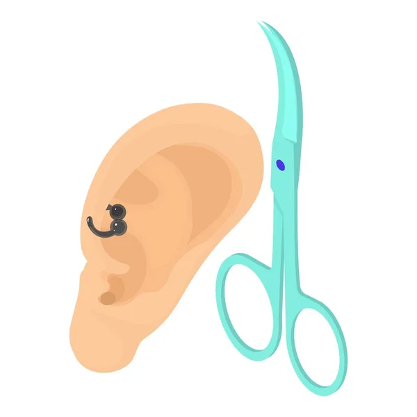 Oído Piercing Icono Vector Isométrico Oído Humano Con Piercing Instrumento — Vector de stock
