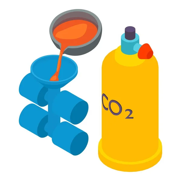 Εξοπλισμός Μεταλλουργίας Εικονίδιο Ισομετρικό Διάνυσμα Διαδικασία Χύτευσης Επενδύσεων Μπαλόνι Αερίου — Διανυσματικό Αρχείο