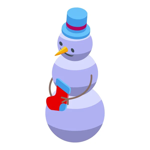 Top Hat Snowman Icon Isometric Vector Winter Snow Cute Holiday — Stock Vector