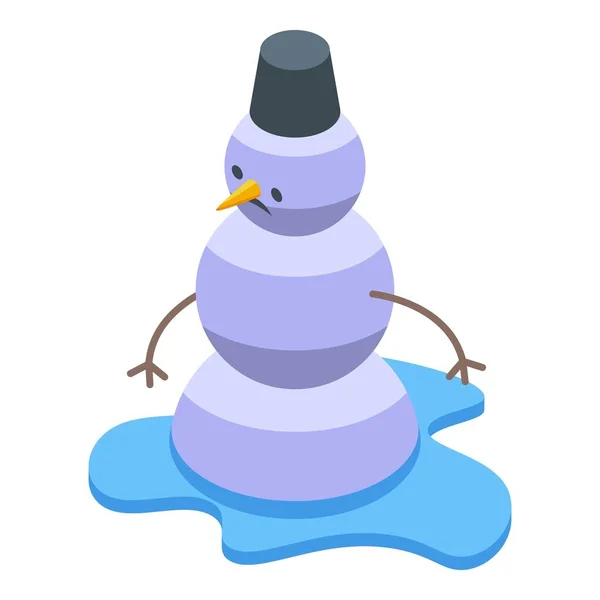 Melting Snowman Icon Isometric Vector Winter Snow Cute Man — Stock Vector