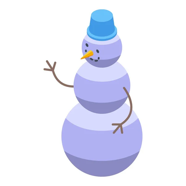 Изометрический Вектор Иконы Снеговика Дворе Снежная Зима Симпатичный Мужчина — стоковый вектор