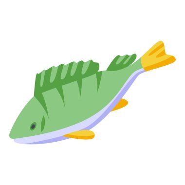 Yeşil buz balığı ikonu izometrik vektörü. Kışın balık. Kar Gölü