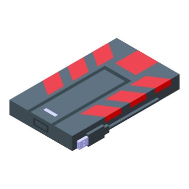 Usb ssd ikon izometrik vektörü. Veri deposu. Mikro bellek